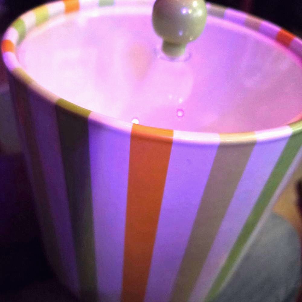 Striped ICE BUCKET Storage with Lid - White, Orange, Green